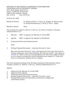 MINUTES OF THE WRITING COMPETENCY SUBCOMMITTEE CALIFORNIA STATE UNIVERSITY, FRESNO