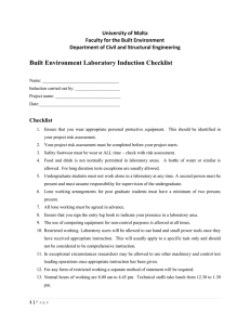 Built Environment Laboratory Induction Checklist University of Malta