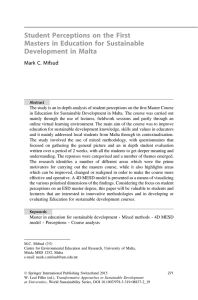 Student Perceptions on the First Masters in Education for Sustainable