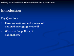 Introduction Key Questions: national belonging, created? nationalism?