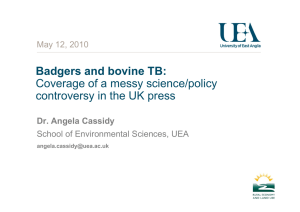Badgers and bovine TB: Coverage of a messy science/policy May 12, 2010
