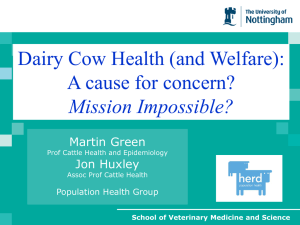 Dairy Cow Health (and Welfare): A cause for concern? Mission Impossible? Martin Green