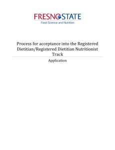 Process for acceptance into the Registered Dietitian/Registered Dietitian Nutritionist Track Application
