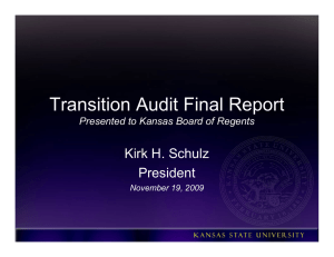 Transition Audit Final Report Kirk H. Schulz President