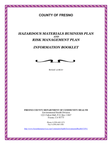 COUNTY OF FRESNO HAZARDOUS MATERIALS BUSINESS PLAN RISK MANAGEMENT PLAN