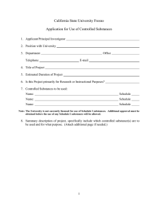 California State University Fresno  Application for Use of Controlled Substances