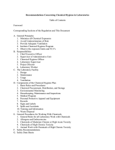 Recommendations Concerning Chemical Hygiene in Laboratories  Table of Contents Foreword