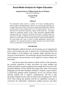 Social Media Analysis for Higher Education  Gerard Wall
