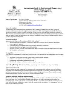 Independent Study in Business and Management BMGT 398A | Spring 2016