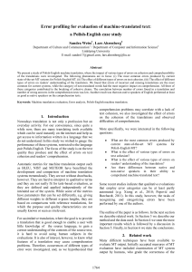 Error profiling for evaluation of machine-translated text: a Polish-English case study