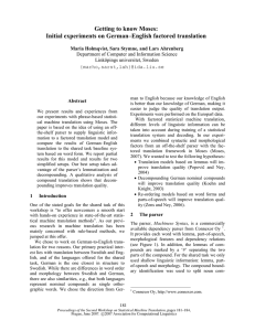 Getting to know Moses: Initial experiments on German–English factored translation