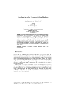 User Interfaces for Persons with Deafblindness Sara Rutgersson , and Mattias Arvola