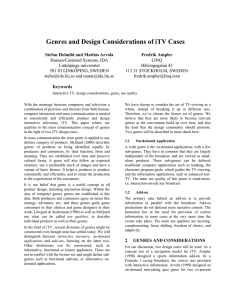 Genres and Design Considerations of iTV Cases