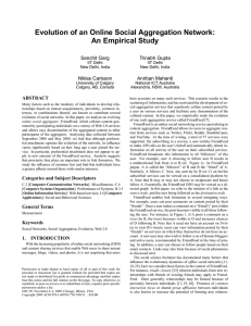 Evolution of an Online Social Aggregation Network: An Empirical Study Sanchit Garg