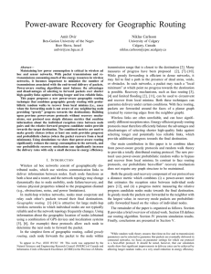 Power-aware Recovery for Geographic Routing Amit Dvir Niklas Carlsson