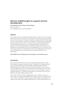 Service walkthroughs to support service development Abstract