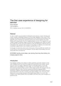 The first case experience of designing for service Abstract  