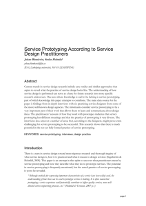 Service Prototyping According to Service Design Practitioners Abstract