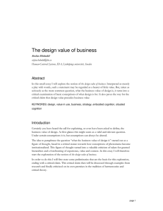 The design value of business Abstract  Stefan Holmlid