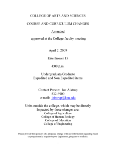 COLLEGE OF ARTS AND SCIENCES  COURSE AND CURRICULUM CHANGES Amended