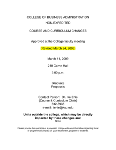 COLLEGE OF BUSINESS ADMINISTRATION NON-EXPEDITED COURSE AND CURRICULUM CHANGES
