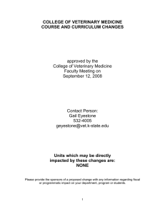 COLLEGE OF VETERINARY MEDICINE COURSE AND CURRICULUM CHANGES  approved by the