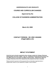 COURSE AND CURRICULUM CHANGES Approved by the COLLEGE OF BUSINESS ADMINISTRATION