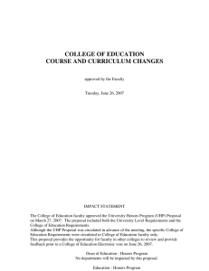 COLLEGE OF EDUCATION COURSE AND CURRICULUM CHANGES