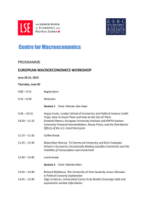 Centre for Macroeconomics  PROGRAMME EUROPEAN MACROECONOMICS WORKSHOP