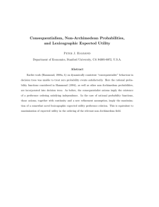 Consequentialism, Non-Archimedean Probabilities, and Lexicographic Expected Utility Peter J. Hammond