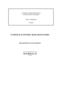 WARWICK ECONOMIC RESEARCH PAPERS  Competitive Market Mechanisms as Social Choice Procedures