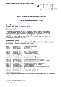 PLIN7109/PLIN7109A/PLING300: Stuttering  2015/16 Module information sheet