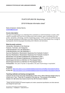 PLIN7312/PLING158: Morphology  2015/16 Module information sheet