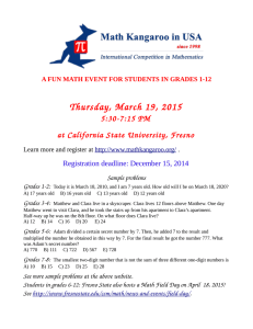 Thursday, March 19, 2015 5:30­7:15 PM at California State University, Fresno Registration deadline: December 15, 2014
