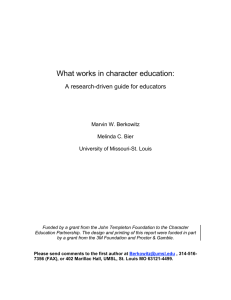What works in character education: A research-driven guide for educators