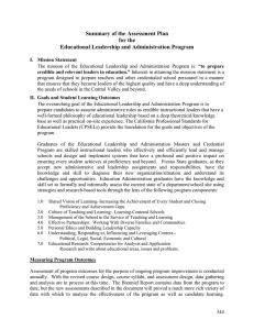 Summary of the Assessment Plan for the Educational Leadership and Administration Program