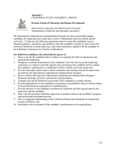 CALIFORNIA STATE UNIVERSITY, FRESNO Administrative Fieldwork and Internship Agreement Appendix 3