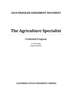 The Agriculture Specialist 2010 PROGRAM ASSESSMENT DOCUMENT Credential Program