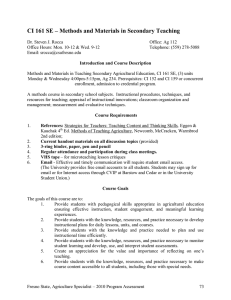 CI 161 SE – Methods and Materials in Secondary Teaching