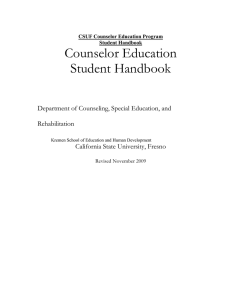 Counselor Education Student Handbook Department of Counseling, Special Education, and Rehabilitation