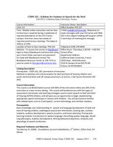 CDDS 262 - Syllabus for Seminar in Speech for the...