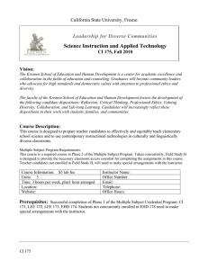 Science Instruction and Applied Technology California State University, Fresno