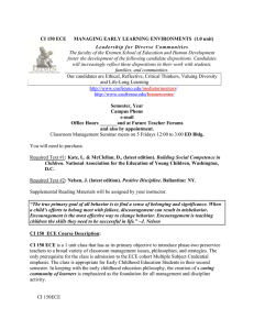 CI 150 ECE      MANAGING EARLY... L e a d e r s h i p ... The faculty of the Kremen School of Education and Human...