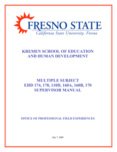 KREMEN SCHOOL OF EDUCATION AND HUMAN DEVELOPMENT MULTIPLE SUBJECT