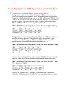 The Fall 08/Spring 09 FAST DATA: Equity Analysis and Reliability...