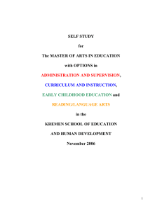 SELF STUDY  for The MASTER OF ARTS IN EDUCATION
