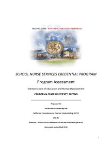 Program Assessment SCHOOL NURSE SERVICES CREDENTIAL PROGRAM