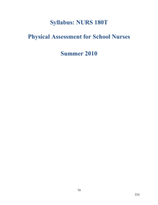 Syllabus: NURS 180T Physical Assessment for School Nurses Summer 2010 70