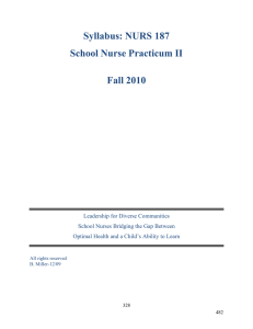 Syllabus: NURS 187 School Nurse Practicum II Fall 2010