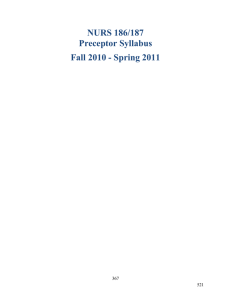 NURS 186/187 Preceptor Syllabus Fall 2010 - Spring 2011